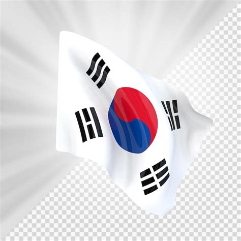 Renderização 3d da bandeira da coreia PSD Premium