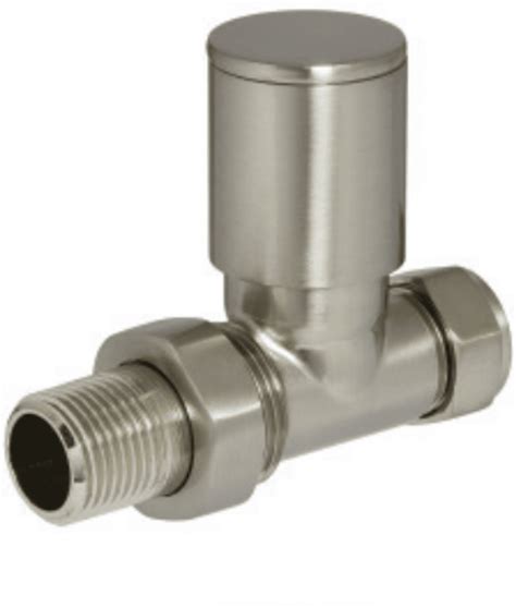 Towelrads Brushed Nickel Straight Manual Valve With Lockshield Heater