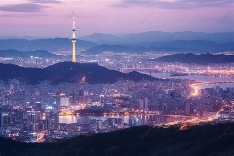 Fundo Seul Torre Hannam Cidade Coreia Do Sul Fundo Torre