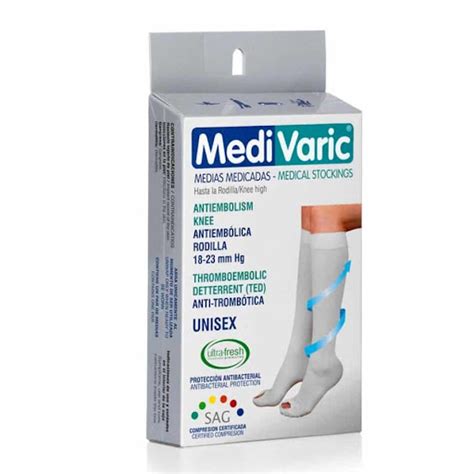 Medias Medivaric Unisex Antiembolica 18 23 Rodilla Blanco Talla S