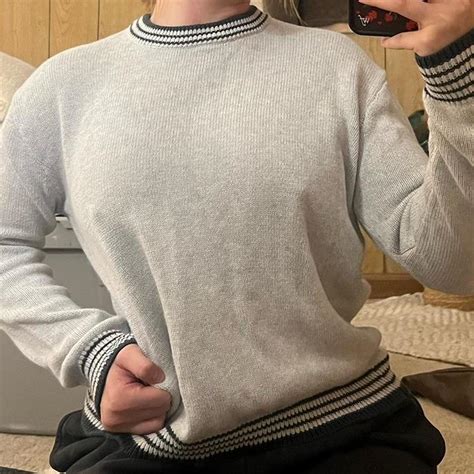 Repop Grey Brandy Melville Sweater With Green Depop