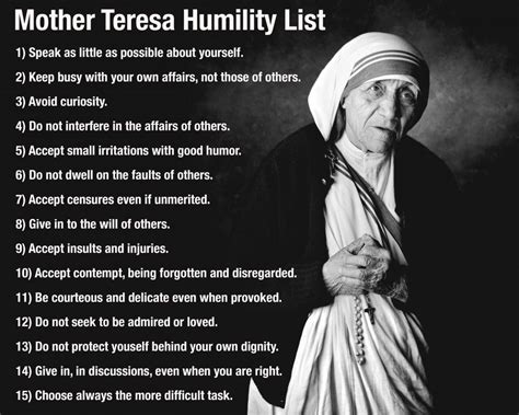 Blessed Mother Teresa Humility List Posted 7 20 2015 On Frankies Blog Saint Quotes Catholic