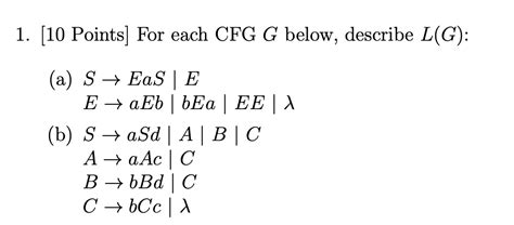 Solved Points For Each Cfg G Below Describe L G Chegg