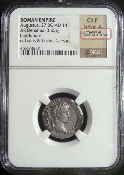 Roman Empire Augustus Silver Ar Denarius 27 Bc 14 Ad Certified