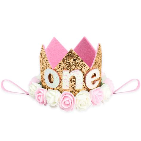 Bembika Baby Princess Tiara Crown Baby Girls/Kids First Birthday Hat Sparkle Gold Flower Style ...