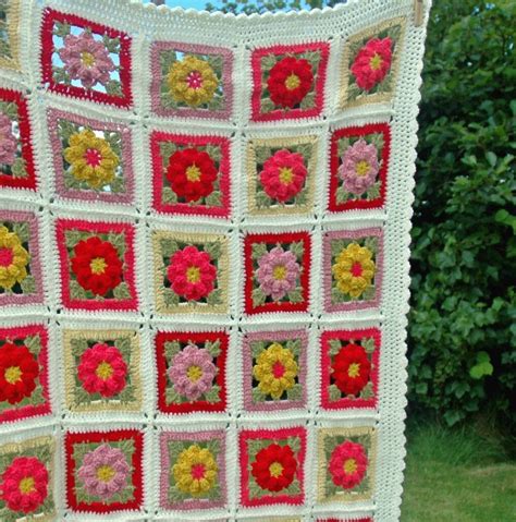 Vintage Flower Blanket Crochet Pattern Retro Baby Throw Etsy