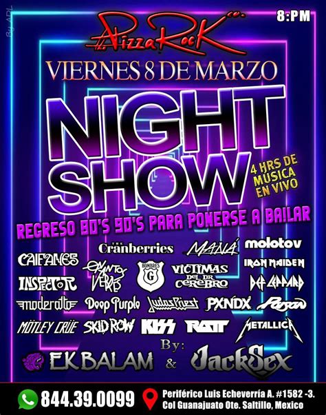 NIGHT SHOW En Pizza Rock Bienvenidos A Saltillo