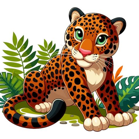 Premium Vector Cute Jaguar Cartoon Vector Style White Background