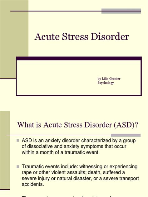 Acute Stress Disorder | Posttraumatic Stress Disorder | Psychological Trauma