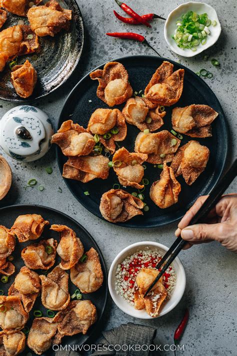 Fried Wontons Air Fryer Version Included Omnivores Cookbook