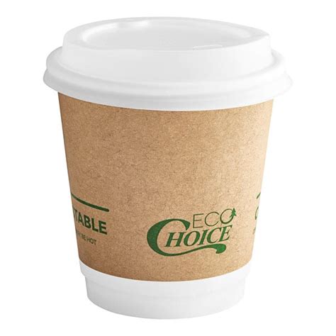 EcoChoice Oz Smooth Double Wall Kraft Compostable Paper Hot Cup And PLA Lid Case