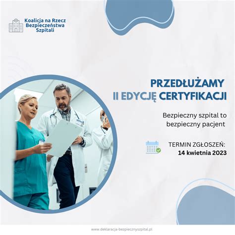 Program Bezpieczny Szpital To Bezpieczny Pacjent Certyfikat