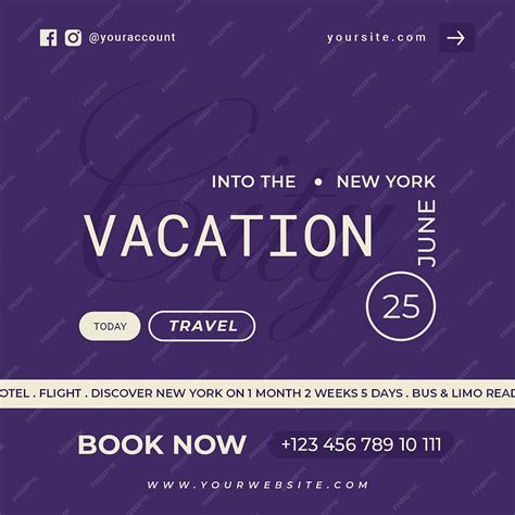 Premium PSD | Psd vacation in to new york city on purple background