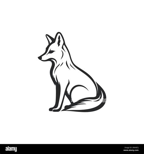 Fox Outline Sketch Vector Hand Drawn Linear Illustration Monochrome