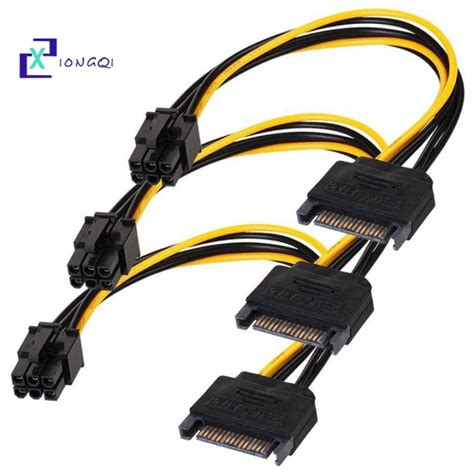 SATA 15 Pin To 6 Pin Power Cable 3 Pack 15 Pin SATA To 6 Pin Pci