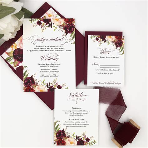 Maroon Wedding Invitations - Decorate