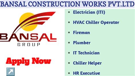 Bansal Construction Vacancy 2024 Job For ITI & Graduate Candidates ...