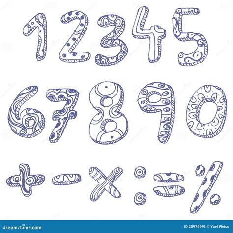 Doodle Numbers And Math Signs Stock Vector Illustration Of Figures