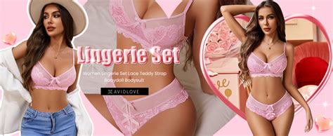 Avidlove Lingerie Set For Women Lace Bra And Panty Sets Piece Lace Babydoll Outfits S XXL At