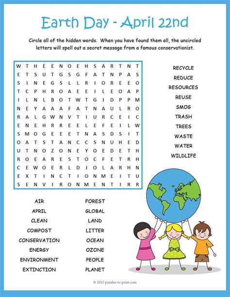 Earth Day Puzzles Printable Printable Word Searches