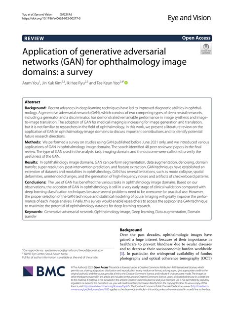 Application of generative adversarial networks (GAN) for ophthalmology