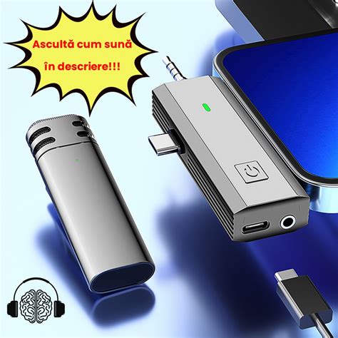 Set 2 Microfoane Lavaliera Wireless Universala 3 In 1 USB C