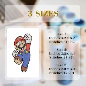 Jumping Super Mario Machine Embroidery Design Sizes Digital