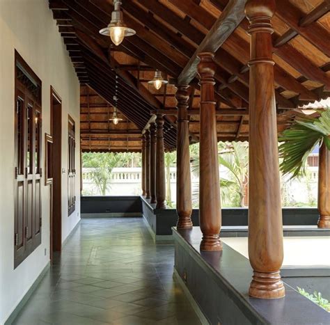 Traditional Verandah Kerala Courtyard House Plans Village House