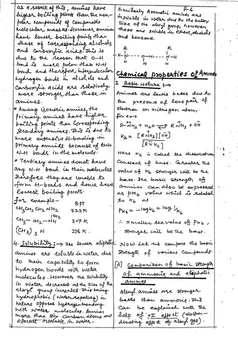 Amines And Organic Compound Containing Nitrogen Handwritten Notes For 12th Class Chemistry