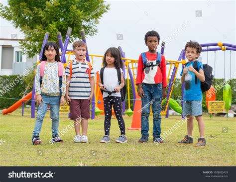 Group Diversity School Children Playing Playground Stock Photo ...