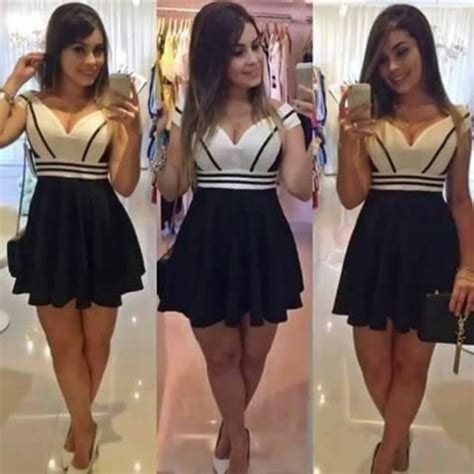 Vestido De Festa Curto Sexy Panicat Preto E Branco R 15990 Em Mercado Livre