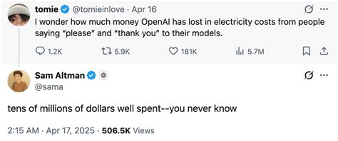 ChatGPT etiquette: Please and thank you cost millions