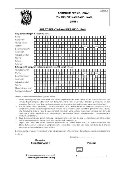 Formulir Permohonan Imb File Izin Mendirikan Bangunan Id