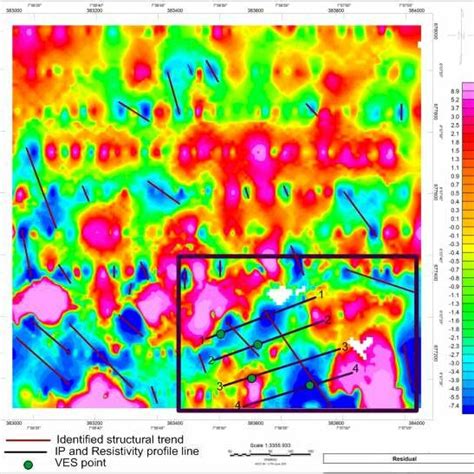 Residual Magnetic Intensity Map Of The Study Area With Identified