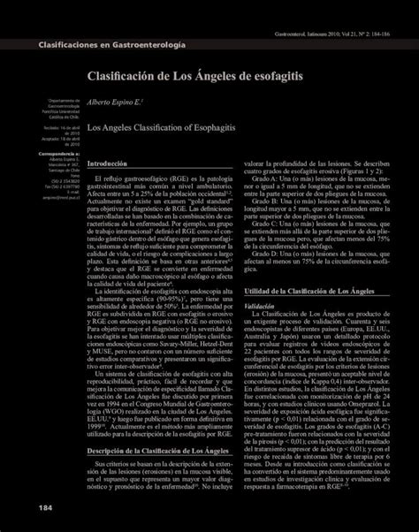 Pdf Clasificaci N De Los Ngeles De Esofagitis Clasificaciones