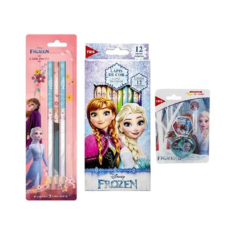 Kit Escolar Frozen 3 Produtos Tris Disney Blister Shopee Brasil