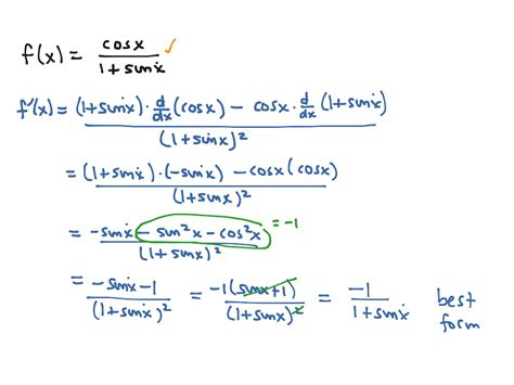 Trig Rules With Quotient Rule Math Calculus Showme