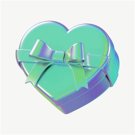 Iridescent Heart Box 3D Valentine S Premium PSD Rawpixel