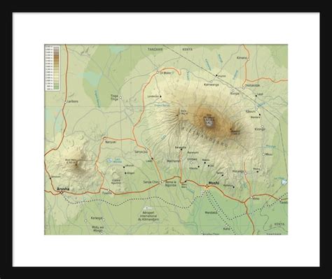 Mount Kilimanjaro Map Print Poster Kilimanjaro Sepia Etsy