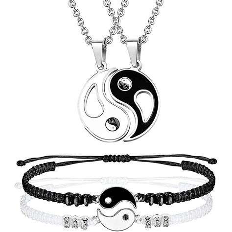 Conjunto De Colar De Pulseira De Cord O Ajust Vel Yin Yang Pulseiras