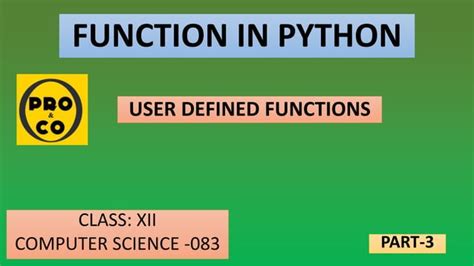 User Define Functions In Python Ppt