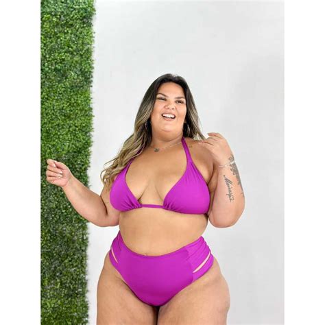 Biquini Plus Size Hot Pants Cintura Alta Para Gordinha Cortininha Bikini Biquine Feminino Praia