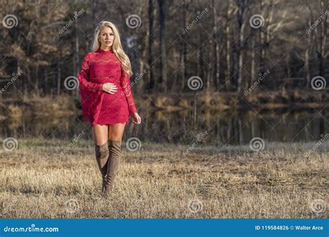 Gorgeous Blonde Model Posing Outdoors Stock Photo Image Of Fashion Lifestyle