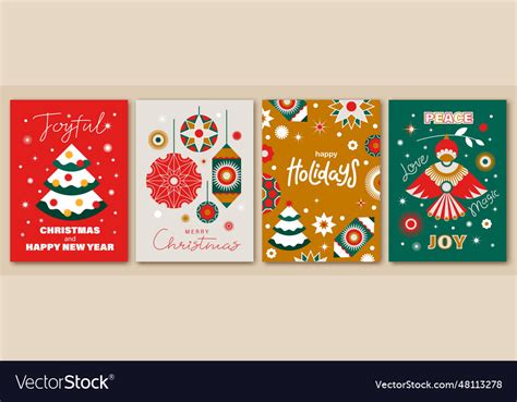 Merry christmas and happy new year greeting cards Vector Image