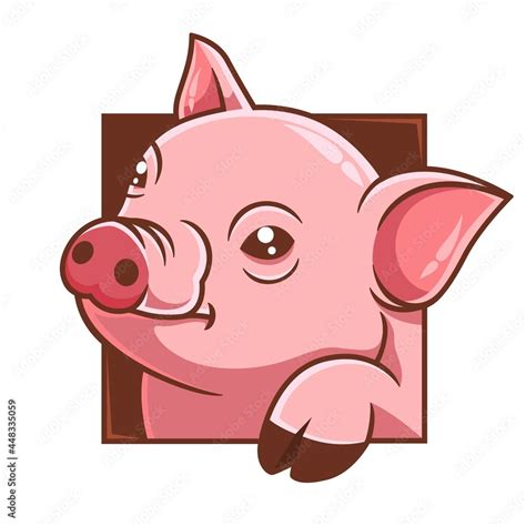 Hand Drawn Head Pig Cartoon Vector Illustration Stock Vector Adobe Stock