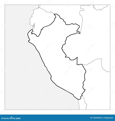 Simplified Map Of Peru Outline With Slightly Bent Flag Under It