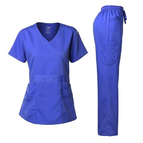 Dagacci Medical Uniform Womens Scrub Set Stretch And Soft Y Neck Top