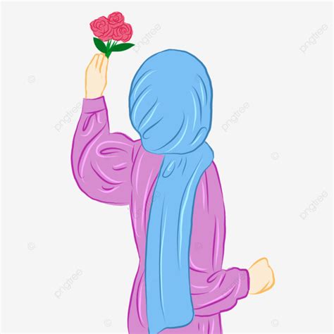 A Hijab Girl Holding Flowers Hijab Girl Pretty Girl Muslimah