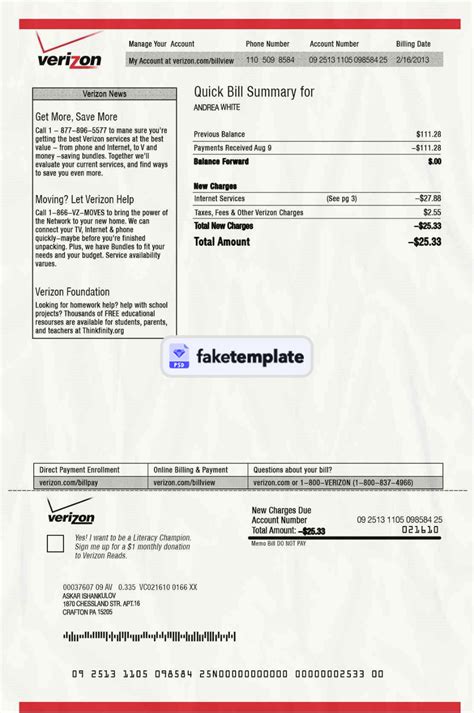 Free Utility Bill Template Printable Templates