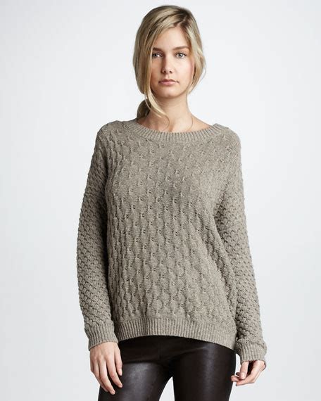 Vince Textured V Neck Sweater Rock